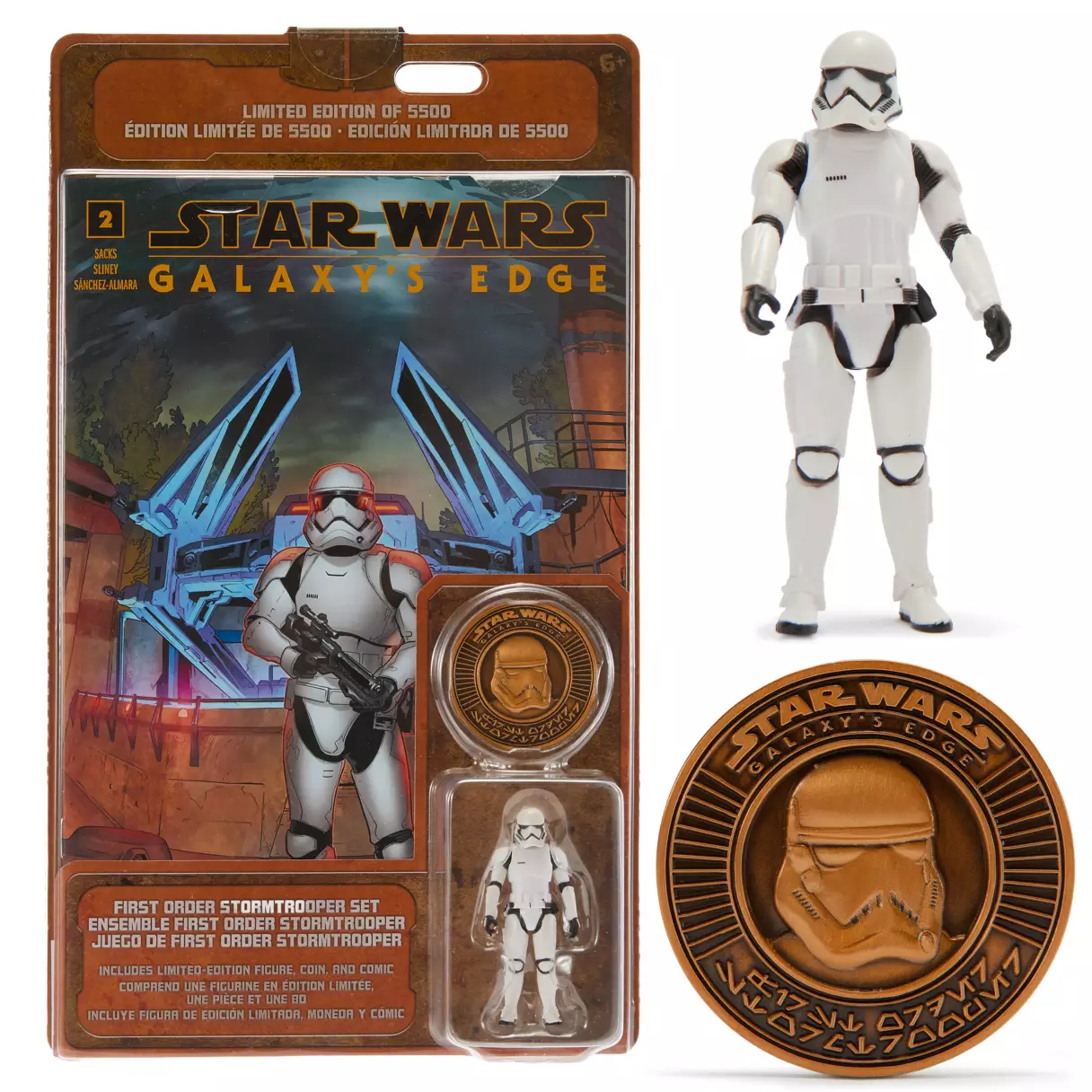 SWGE First Order Stormtrooper Figure, Comic Book, and Coin Set 1