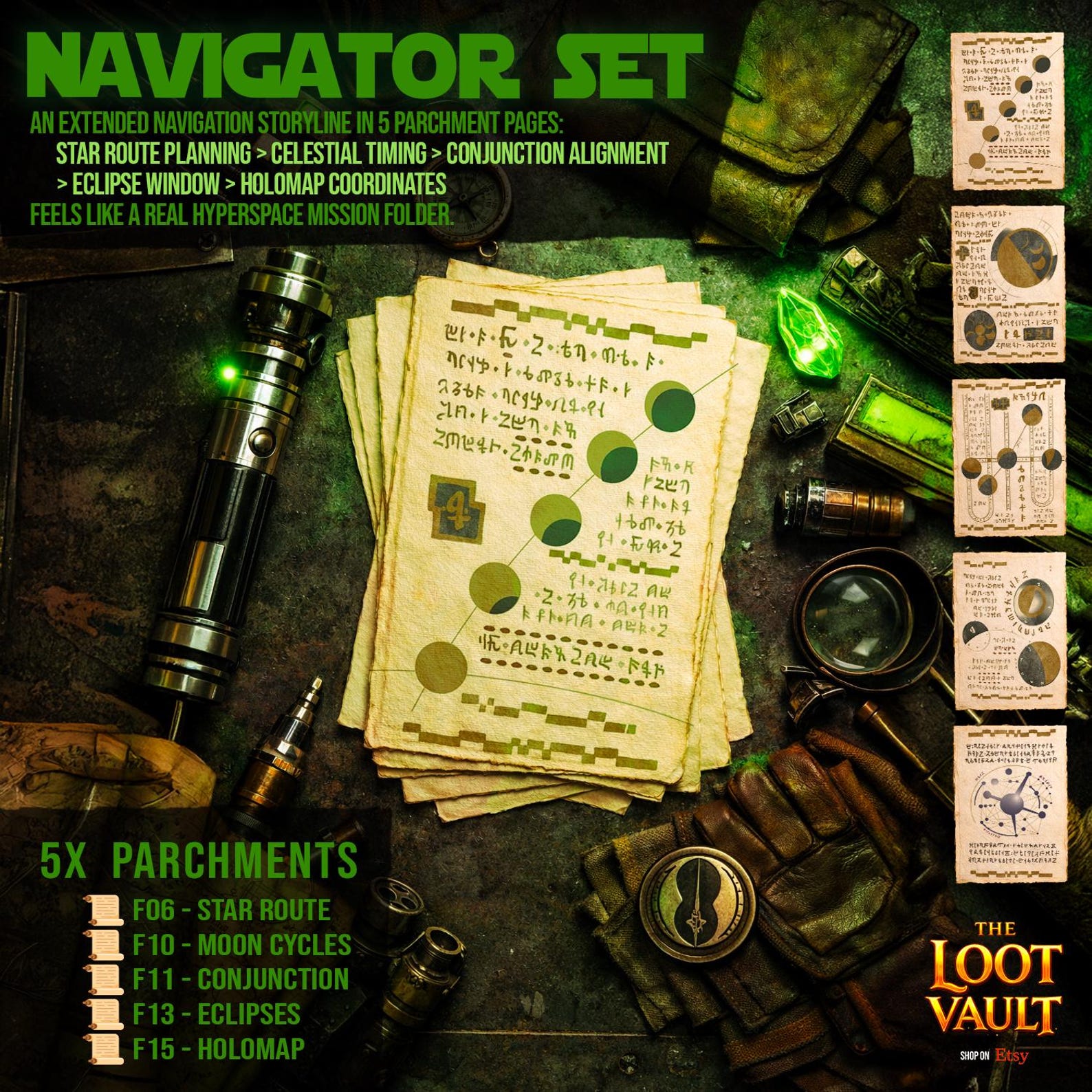 TLJ Jedi Ancient Galactic Archive Parchment Book Pages Set 1