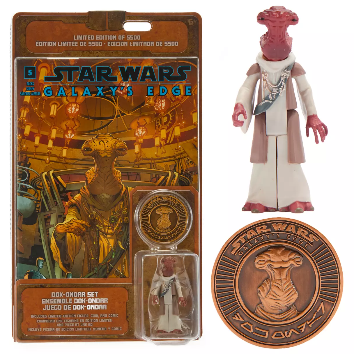 SWGE Dok-Ondar Action Figure Comic Book and Coin Set 1