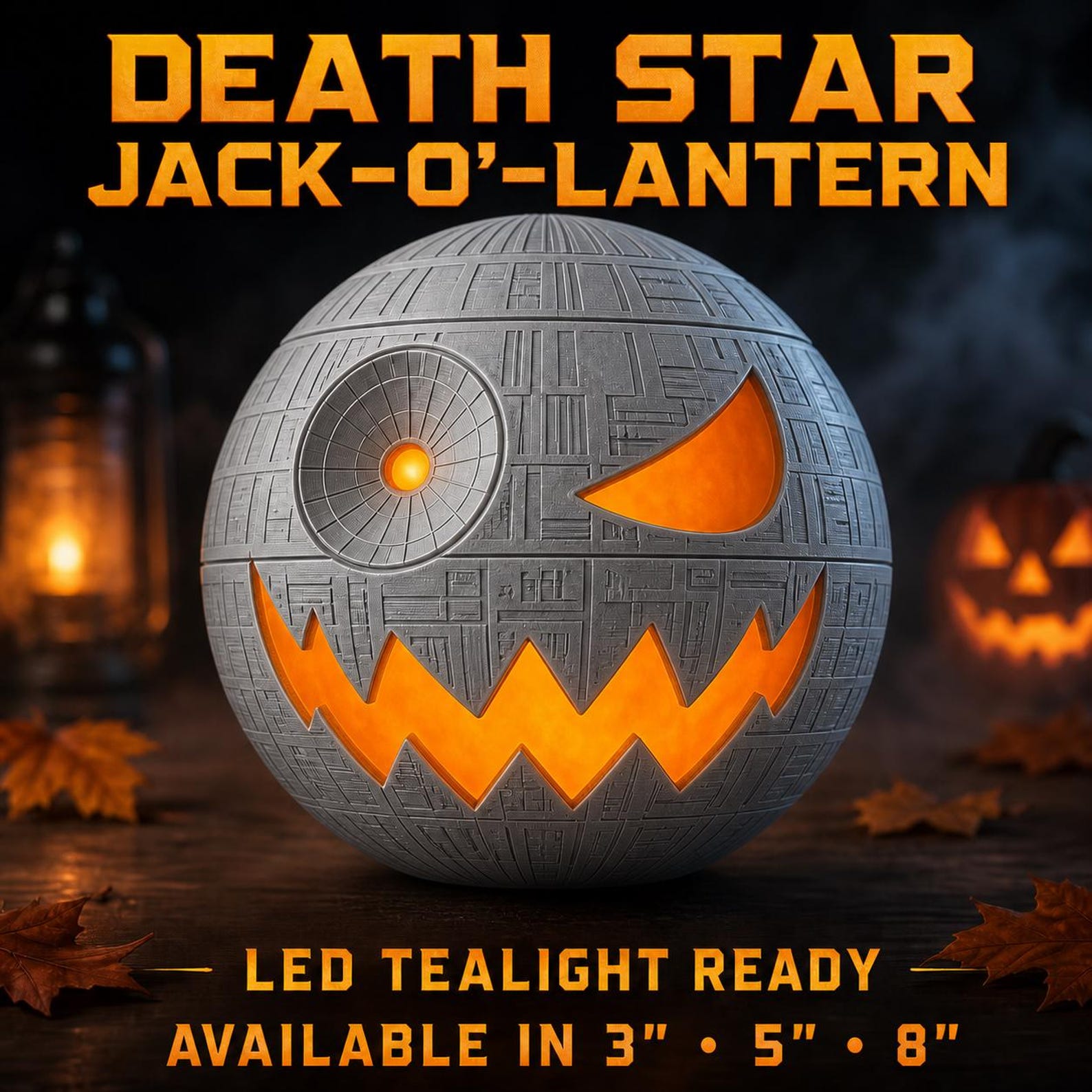 SW Death Star Jack-O’-Lantern LED Tealight Holder Decoration 1